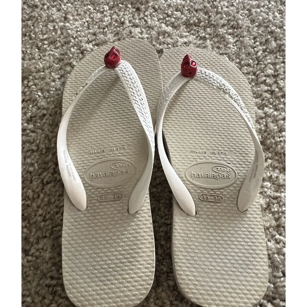 Havaianas Flip flop White With‎ Red Skull Charm Crystal Eyes Eur 37